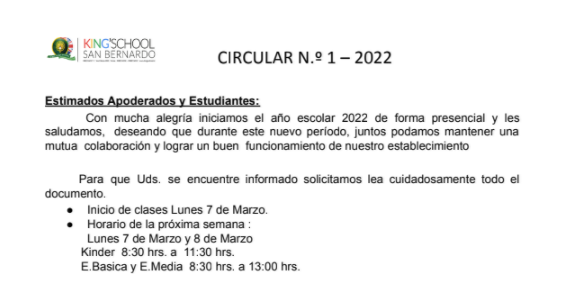 CIRCULAR N 1 – 2022