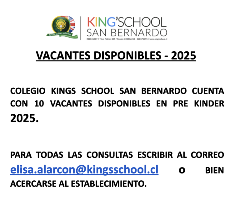 Vacantes King School San Bernardo